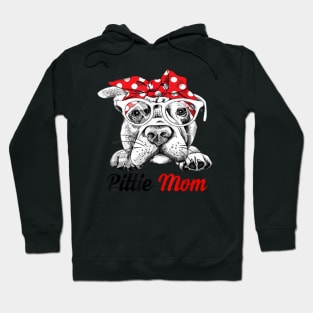 Pittie Mom With Red Bandana Headband Dog Mom Mothers Day Hoodie